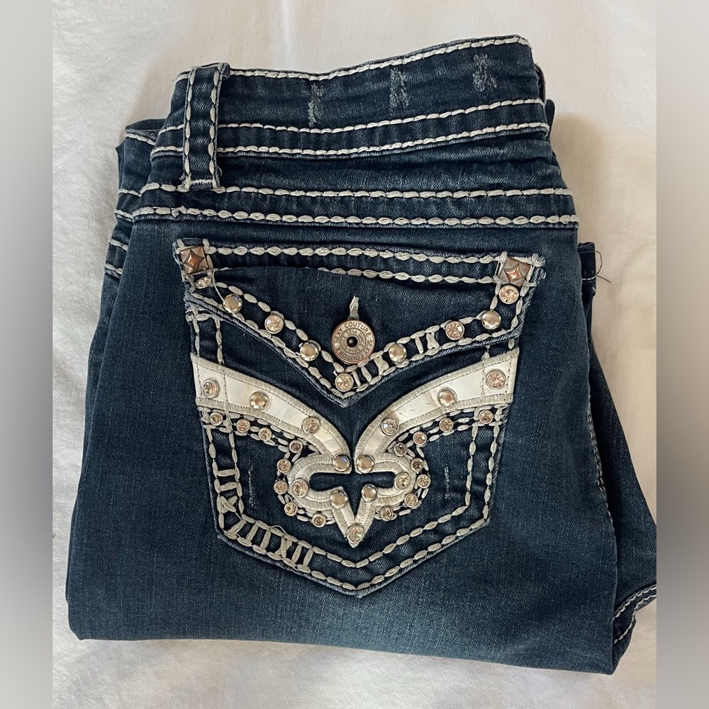 Sexy Couture Women's Blue Jeans with Embellished Pockets